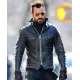 Justin Theroux Black Leather Motorcycle Jacket