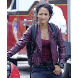 Macgyver Tristin Mays Biker Purple Leather Jacket