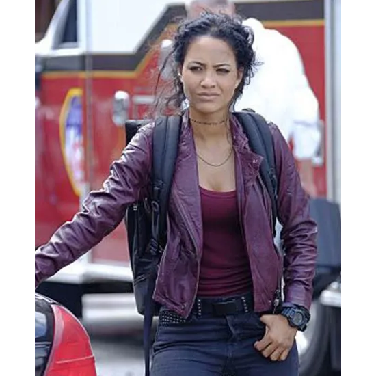 Macgyver Tristin Mays Biker Purple Leather Jacket