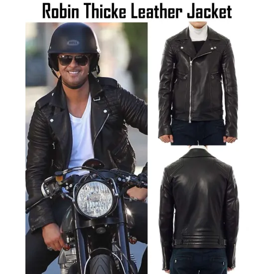 Robin Thicke Black Leather Motorcycle Jacket