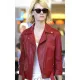 January Jones Red Leather Jacket