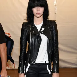 Kendall Jenner Moto Style Black Leather Jacket