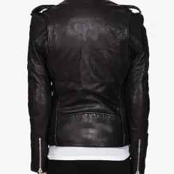 Men's Asymmetrical Zipper Biker Black Leather Jacket