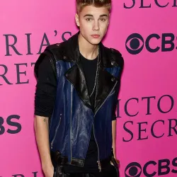 Justin Bieber Blue and Black Leather Vest