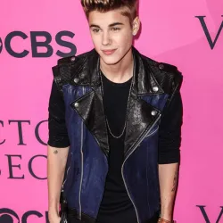 Justin Bieber Blue and Black Leather Vest