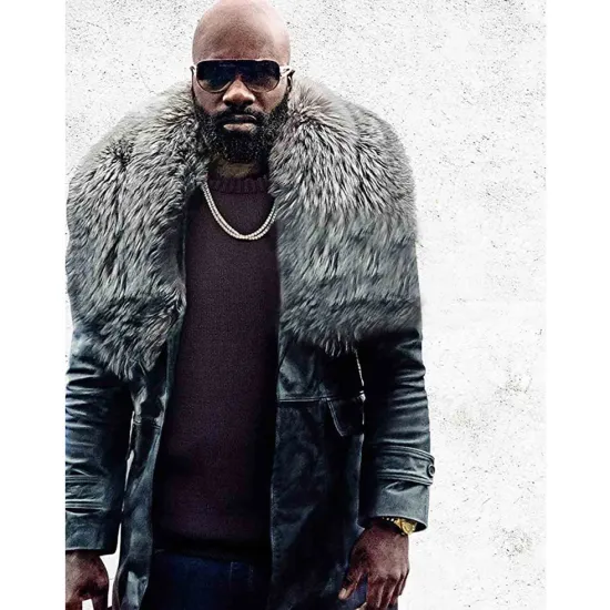 Black and Blue Mike Colter Black Leather Coat