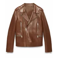 Biker Blake Lively Brown Leather Jacket
