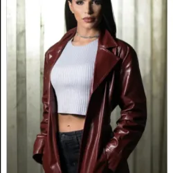 Blowback 2022 Veronica Leather Maroon Coat