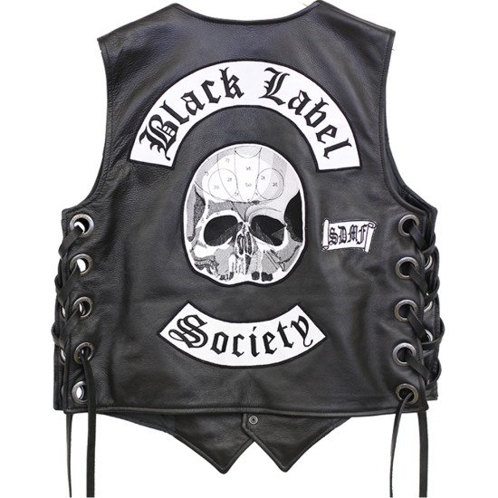 BLS Black Label Society Leather Vest with Patches - Films Jackets