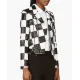 Diamond White Bold and the Beautiful Checkered Black and White Leather Jacket