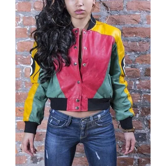 Women’s 8 Ball Bomber Style Leather Jacket