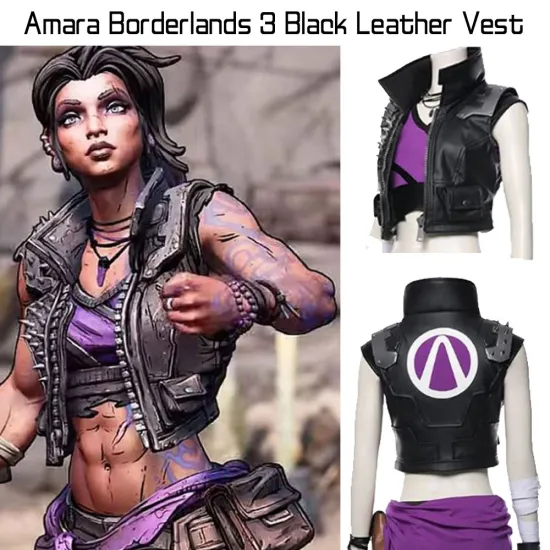 Amara Borderlands 3 Black Leather Vest