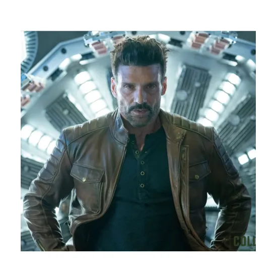 Frank Grillo Boss Level Brown Leather Jacket