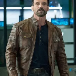 Frank Grillo Boss Level Brown Leather Jacket