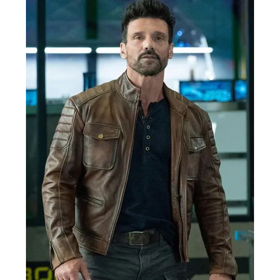 Frank Grillo Boss Level Brown Leather Jacket