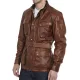 Brad Pitt Benjamin Button Brown Leather Motorcycle Jacket