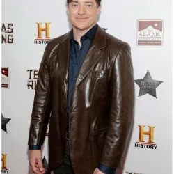 Brendan Fraser Dark Brown Leather Jacket