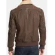 Men's Bomber Causal Brown Leather Jacket with Fur Collar