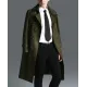 Men's Military Green Double Breasted Suede Leather Coat