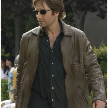 Californication Hank Moody Distressed Brown Leather Jacket