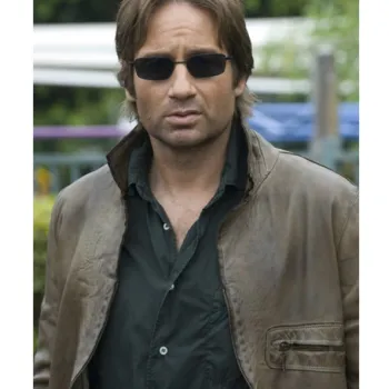 Californication Hank Moody Distressed Brown Leather Jacket