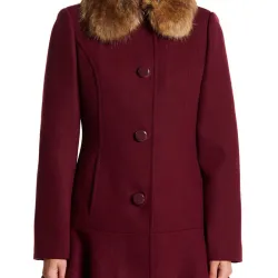 Riverdale S04 Camila Mendes Burgundy Wool Coat