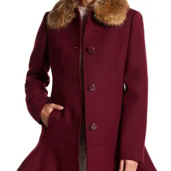 Riverdale S04 Camila Mendes Burgundy Wool Coat