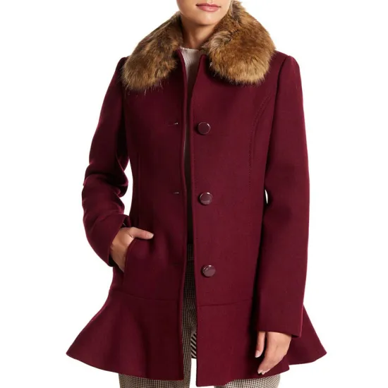 Riverdale S04 Camila Mendes Burgundy Wool Coat