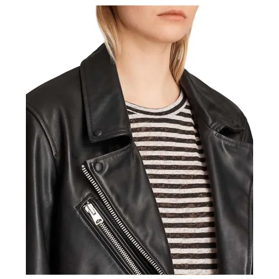 Emily in Paris Camille Razat Black Leather Jacket