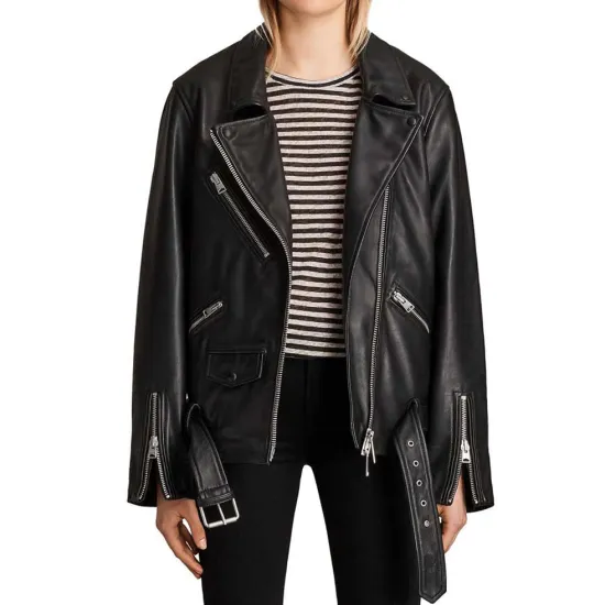 Emily in Paris Camille Razat Black Leather Jacket