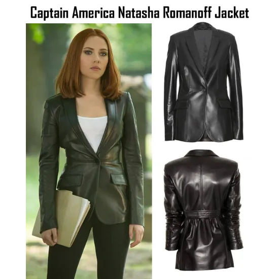 Captain America The Winter Soldier Natasha Romanoff Leather Blazer