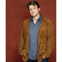 Nathan Fillion Castle Suede Leather Jacket