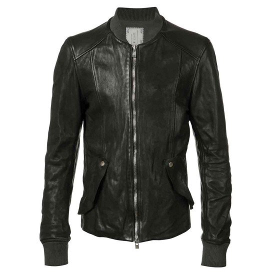 Men's Casual Wear Biker Style Bomber Black Leather Jacket