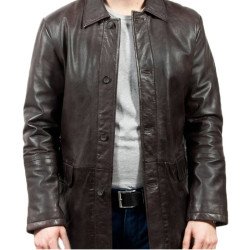 Men's Casual Wear Brown Leather Coat