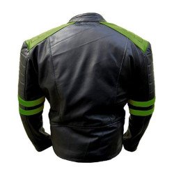 Men's Black and Green Brando Motorcycle Leather Jacket