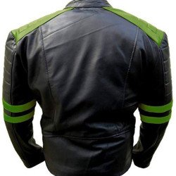 Men's Black and Green Brando Motorcycle Leather Jacket