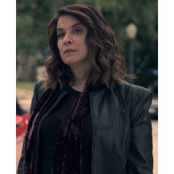 Truth Be Told Annabella Sciorra Collarless Leather Jacket