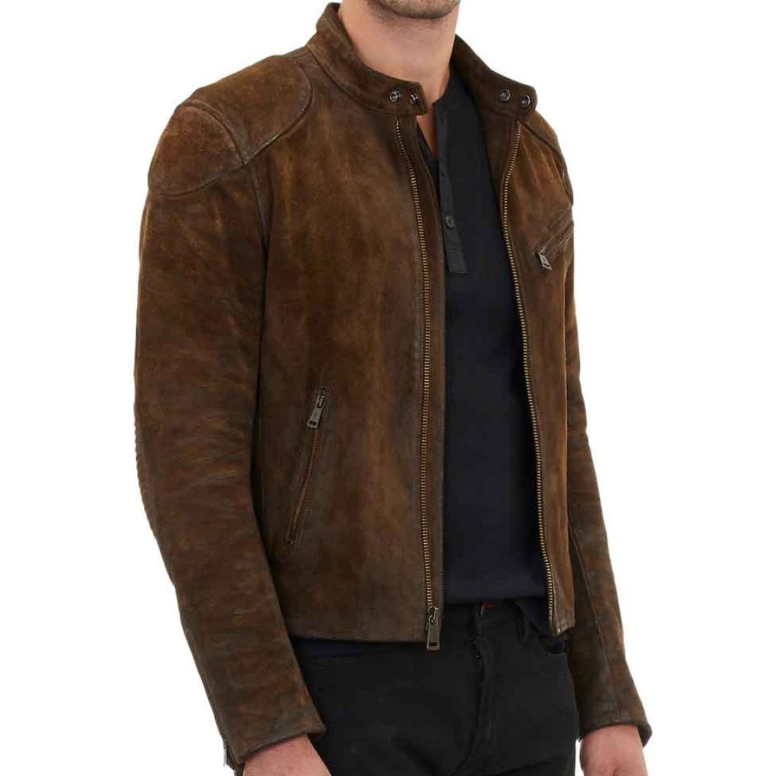 Arrow S03 Roy Harper Cafe Racer Suede Jacket - Films Jackets