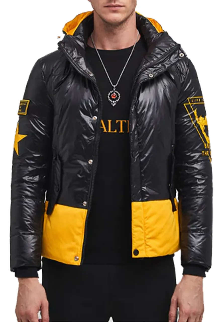 Cyberpunk Hooded Yellow Block Jacket - Films Jackets