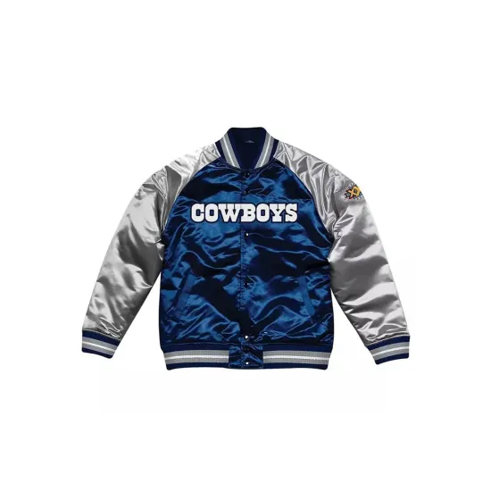 Dallas Cowboys Navy Blue and Silver Varsity Jacket