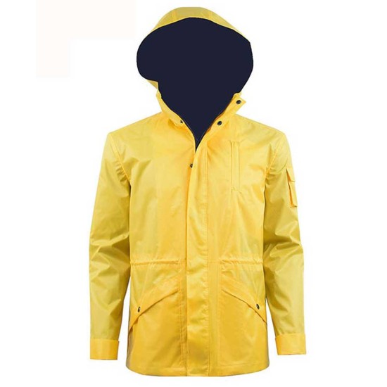 Dark yellow rain jacket on sale