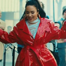 Demi Lovato Tell Me You Love Me Red Leather Coat