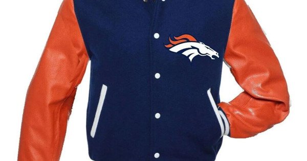 Denver Broncos Varsity Blue and Orange Satin Jacket