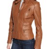 Women's Brown Leather Biker Jacket