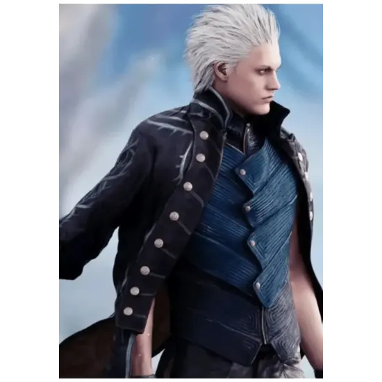 Vergil Blue and Black Leather Vest