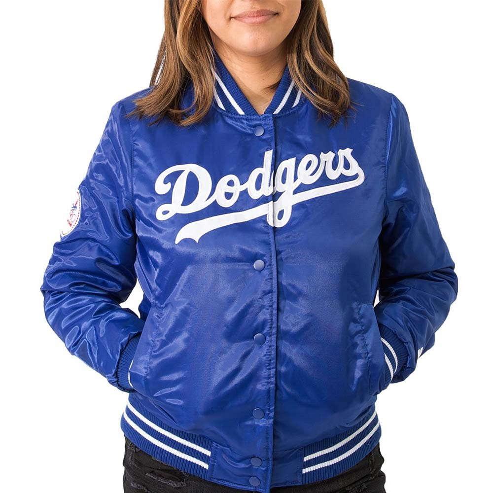 Blue and White Los Angeles Dodgers Blended Logo Varsity Jacket - HJacket