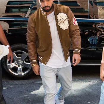 Drake Suede Leather Brown Varsity Jacket