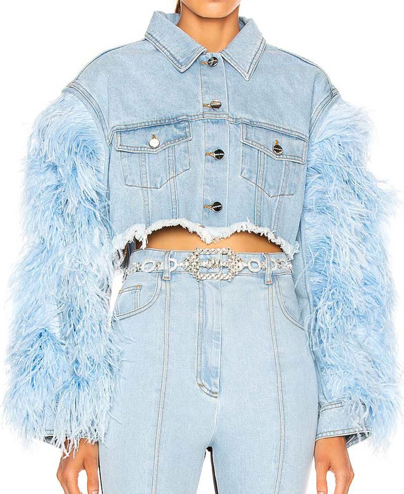 denim jacket fur sleeves