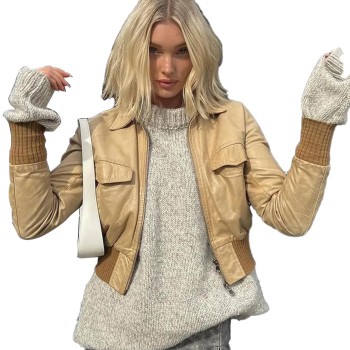 Elsa Hosk Bomber Cropped Jacket