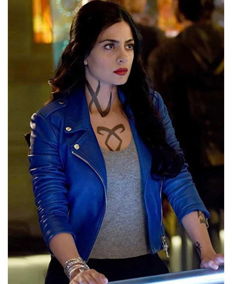 Emeraude Toubia Shadowhunters Isabelle Lightwood Blue Jacket Films Jackets